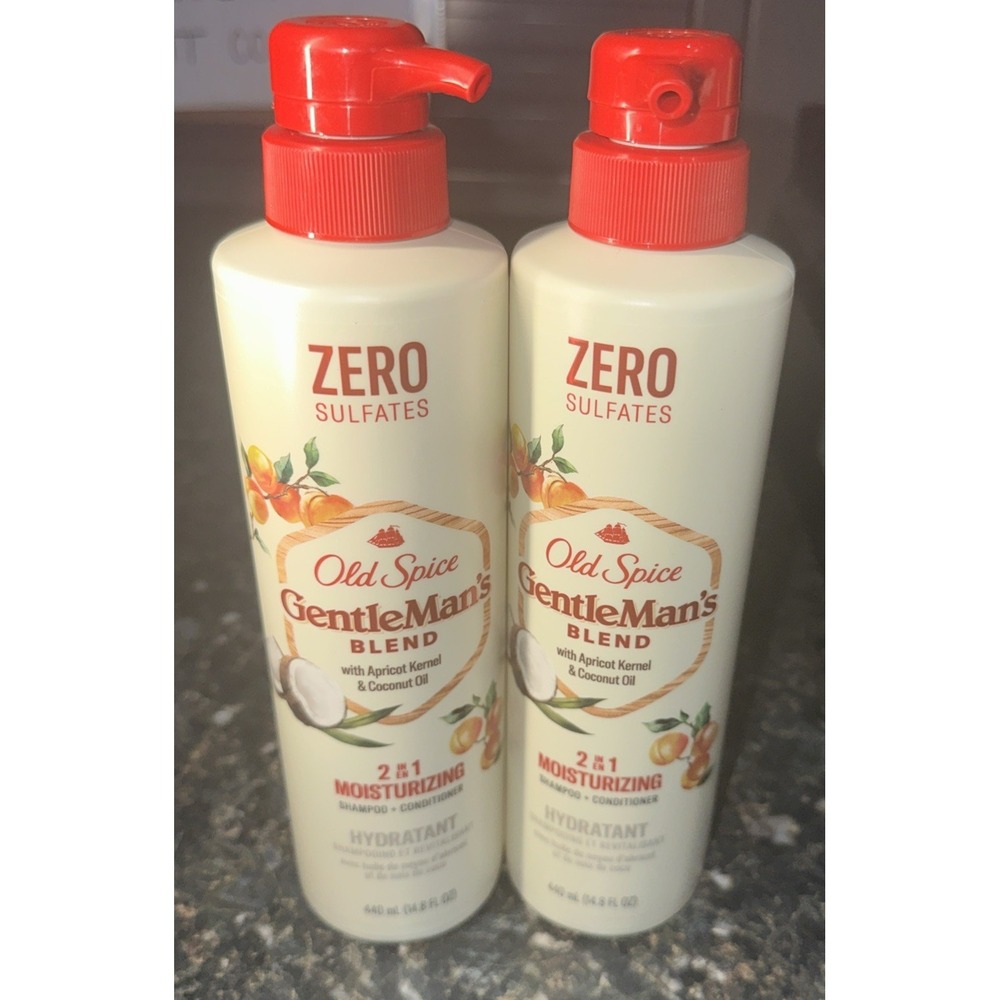 2x OLD SPICE Gentleman's Blend Moisturizing 2-in-1 Shampoo APRICOT + COCONUT Oil